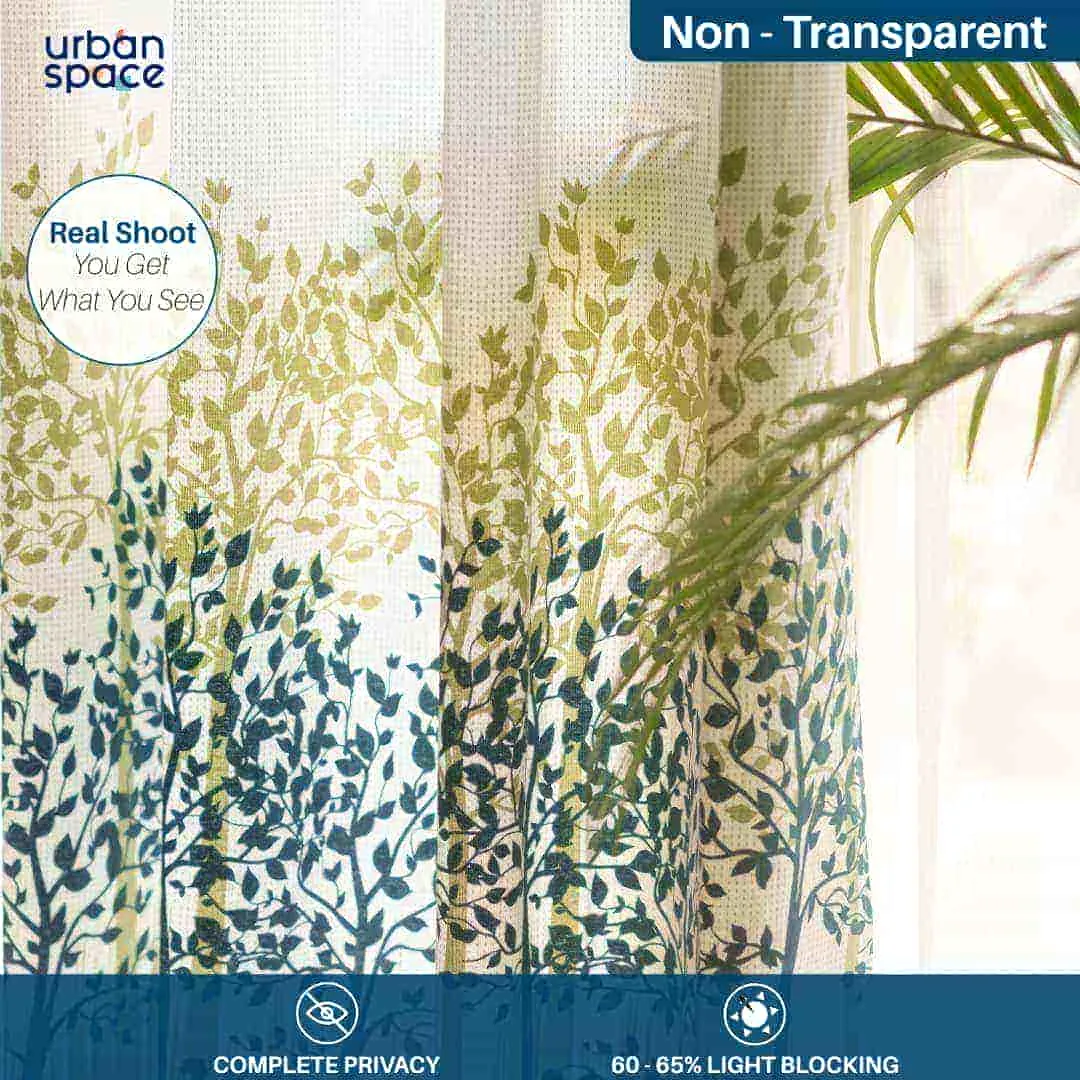 100% Cotton, room darkening premium curtains, Pack of 2 Curtains - Panel Jungle Blue Green