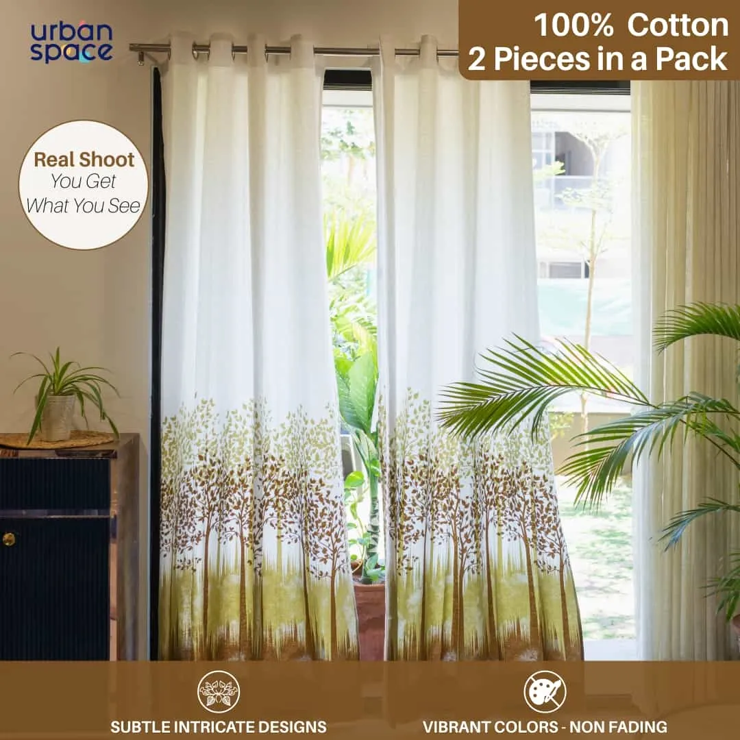 100% Cotton, room darkening premium curtains, Pack of 2 Curtains - Panel Jungle Brown