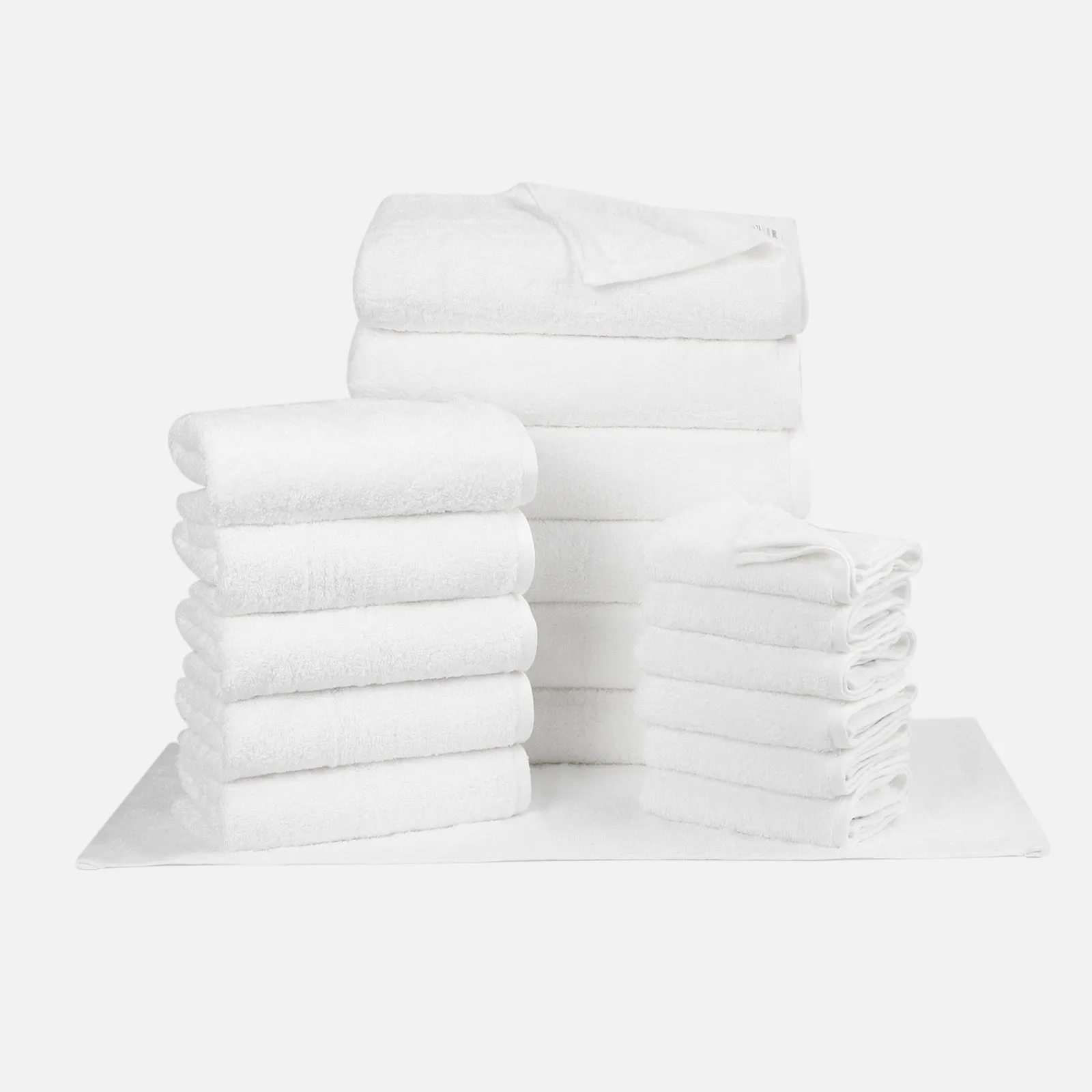 18-piece Combed Cotton Bath Towel Set, Solid Color, with Hanging Loop & Lifecycle Label