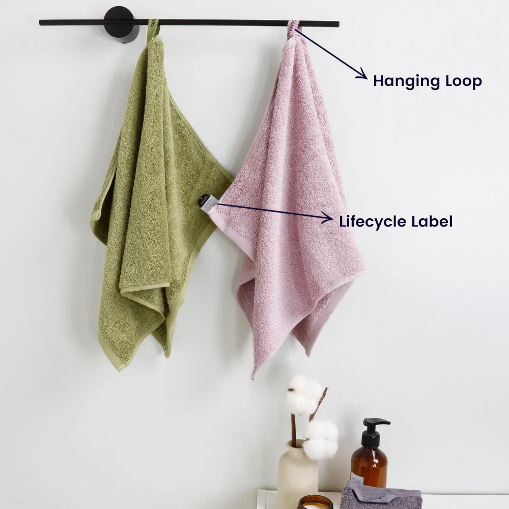 18-piece Combed Cotton Bath Towel Set, Solid Color, with Hanging Loop & Lifecycle Label