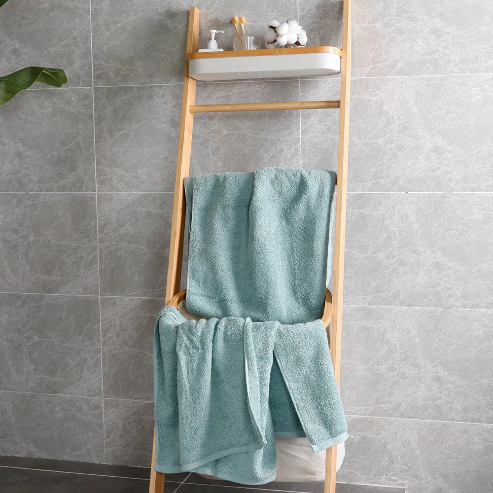 18-piece Combed Cotton Bath Towel Set, Solid Color, with Hanging Loop & Lifecycle Label