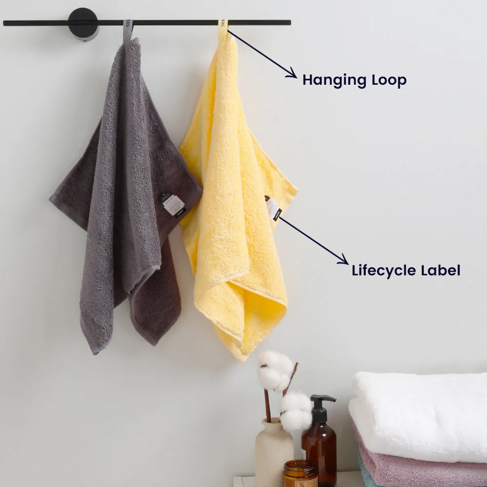 18-piece Combed Cotton Bath Towel Set, Solid Color, with Hanging Loop & Lifecycle Label