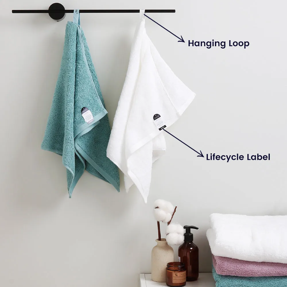 18-piece Combed Cotton Bath Towel Set, Solid Color, with Hanging Loop & Lifecycle Label