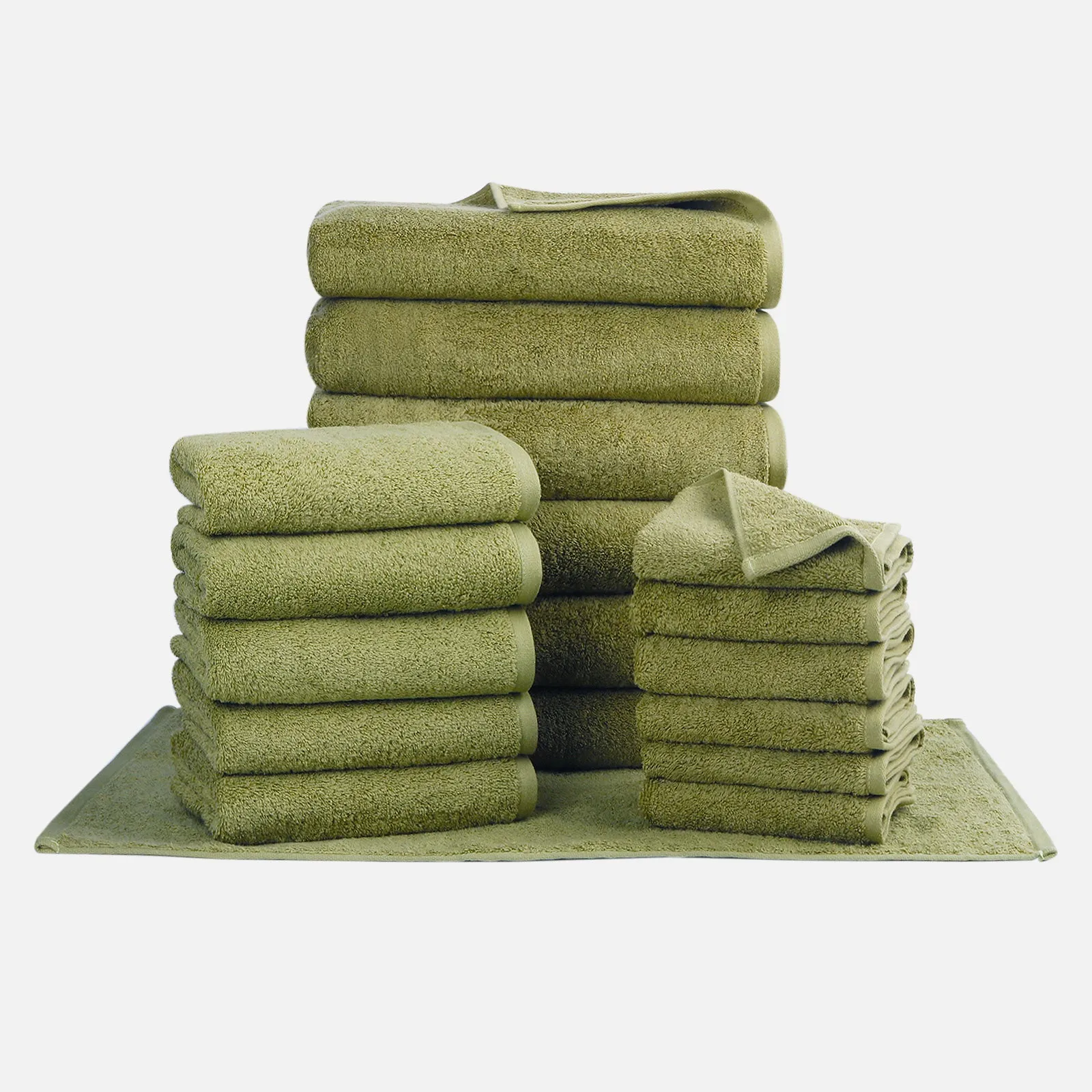 18-piece Combed Cotton Bath Towel Set, Solid Color, with Hanging Loop & Lifecycle Label