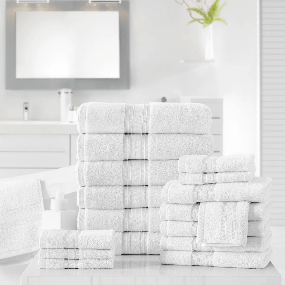 18pc Cotton Bath Towels Set