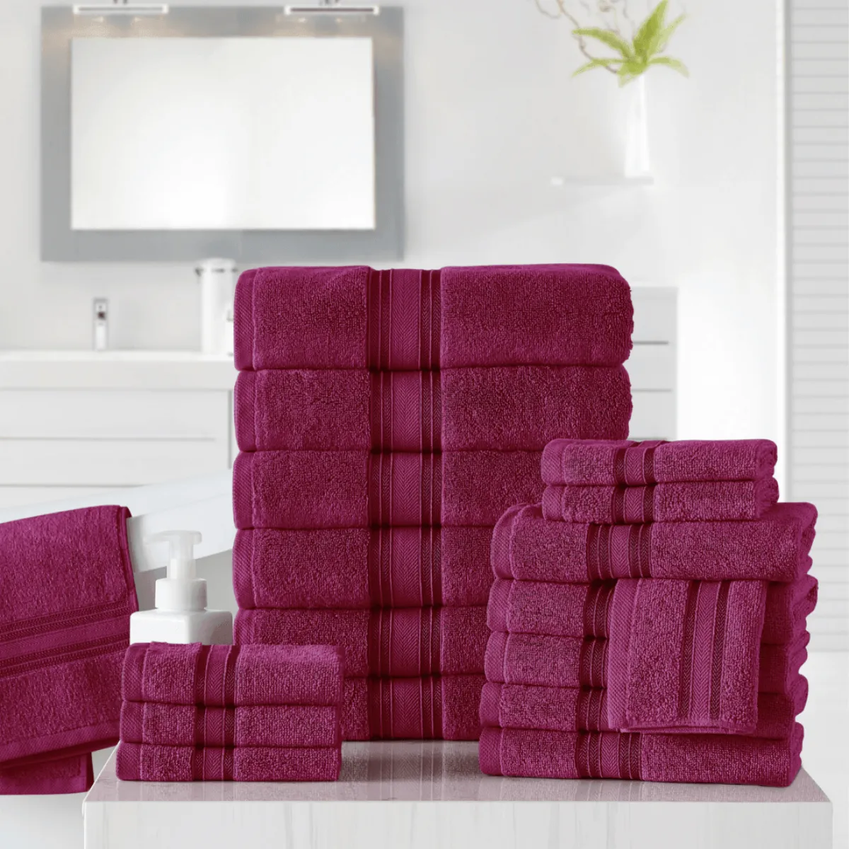 18pc Cotton Bath Towels Set