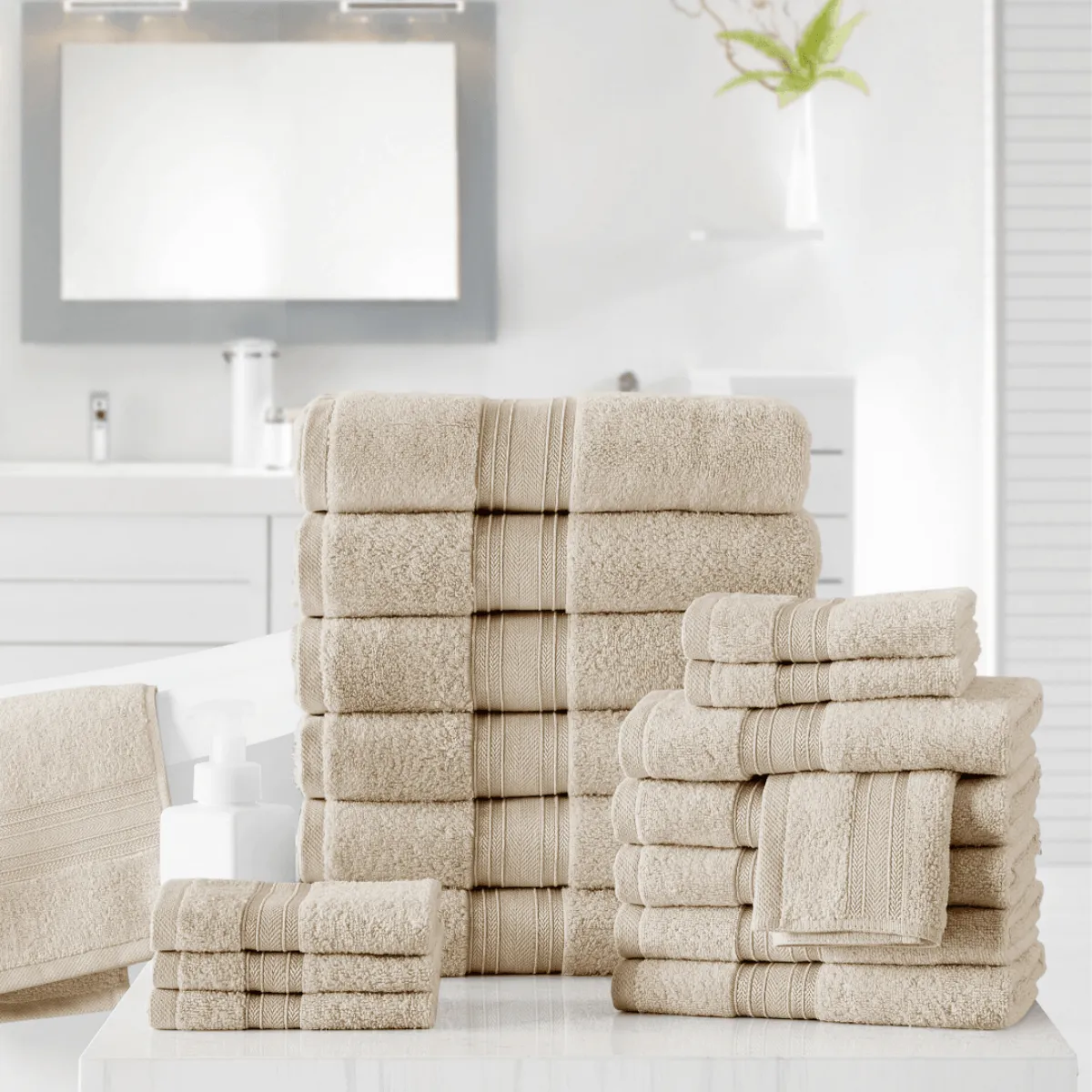 18pc Cotton Bath Towels Set