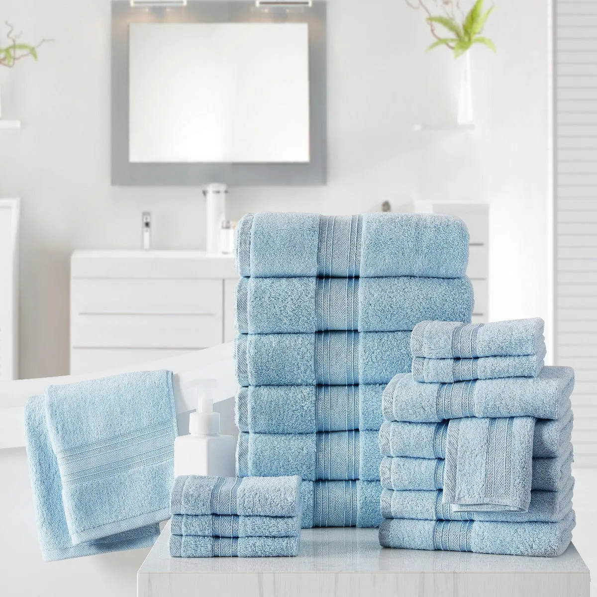 18pc Cotton Bath Towels Set