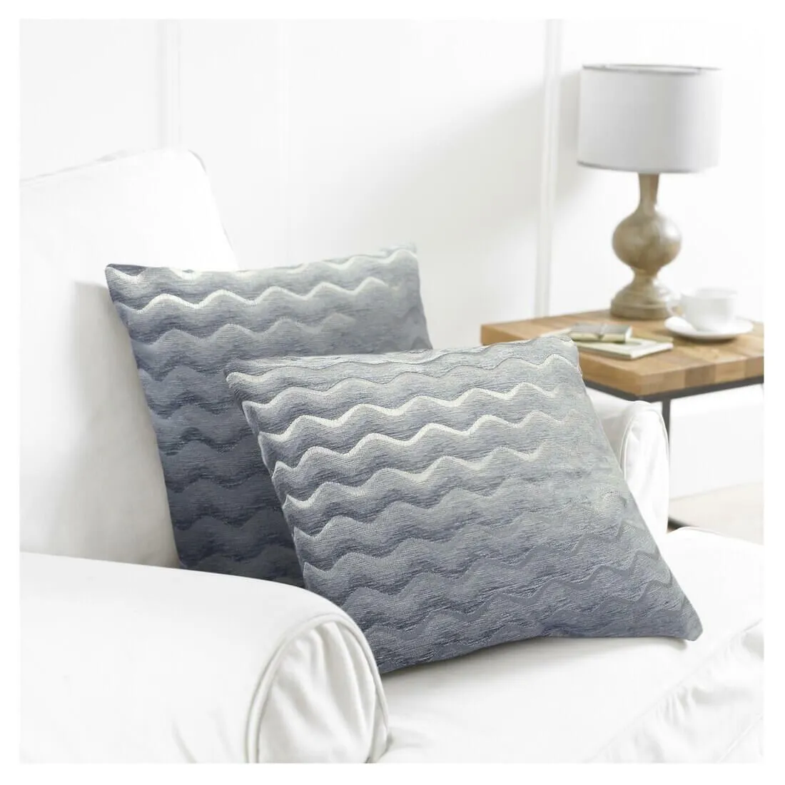 2pk Wavy Cushion Covers Crushed Velvet Style Reverse 43cm