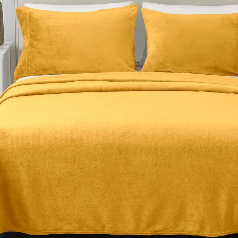 4-Piece Solid Plush Sheet - Velvet Luxe Collection Marigold