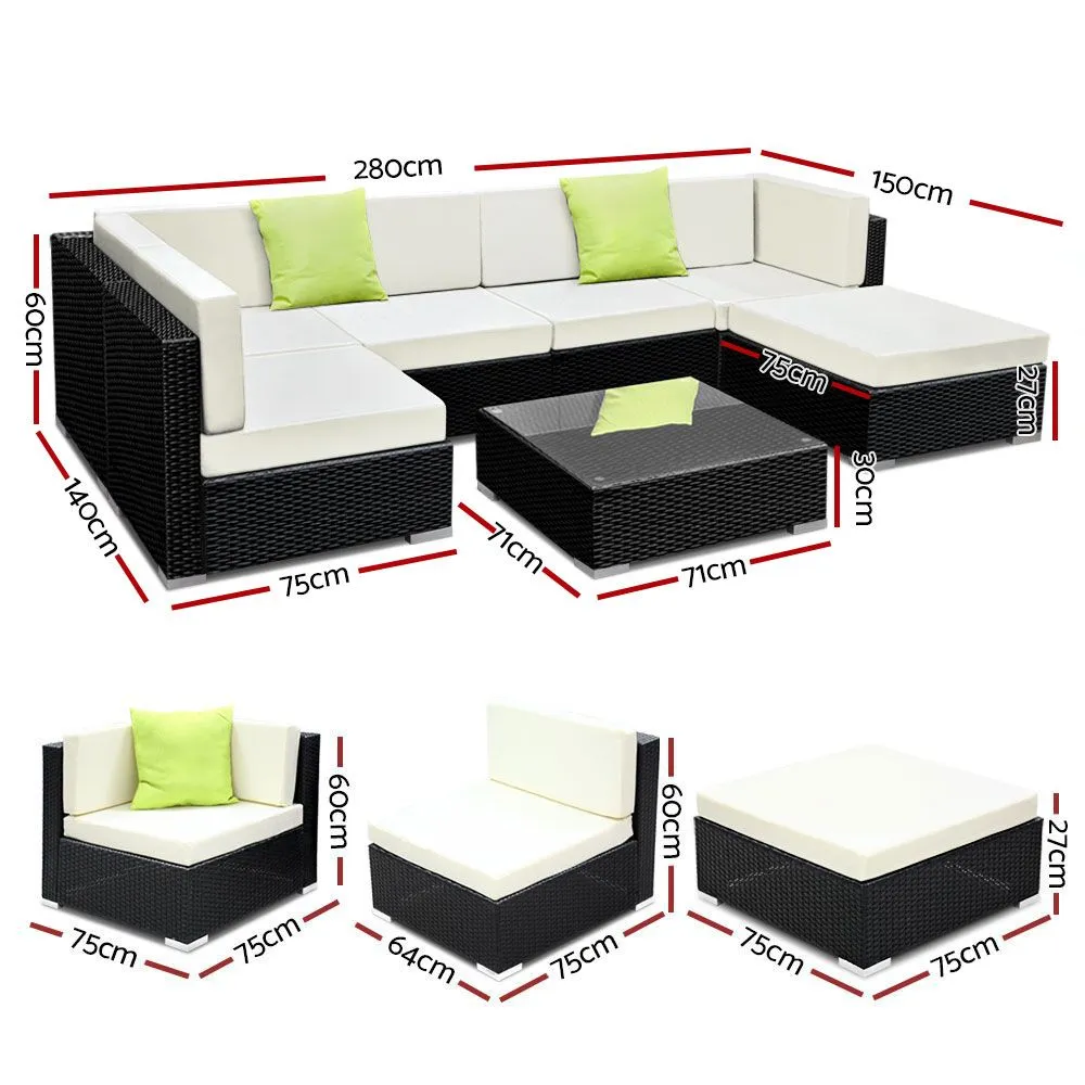 7-Piece UV-Resistant Wicker Outdoor Sofa Set 6 Seater Gardeon