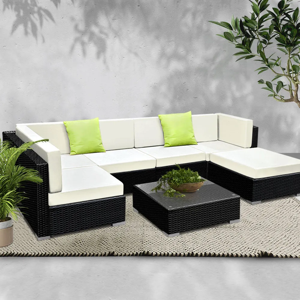 7-Piece UV-Resistant Wicker Outdoor Sofa Set 6 Seater Gardeon