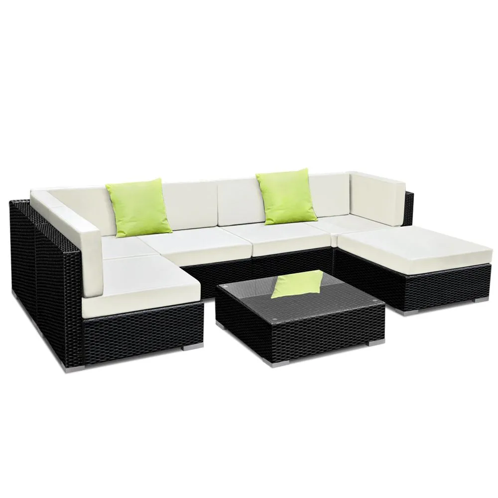 7-Piece UV-Resistant Wicker Outdoor Sofa Set 6 Seater Gardeon