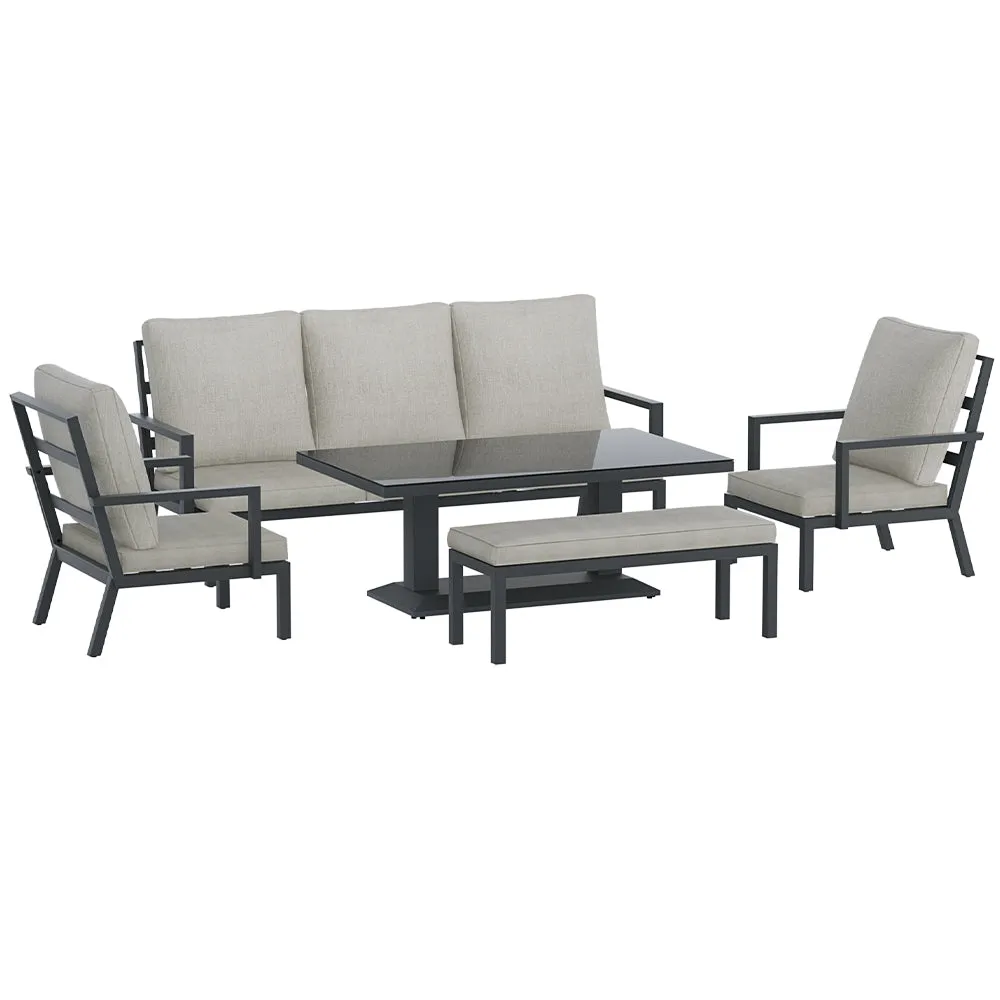 7-Seater Aluminium Outdoor Furniture Set w/ Cushions - Gardeon