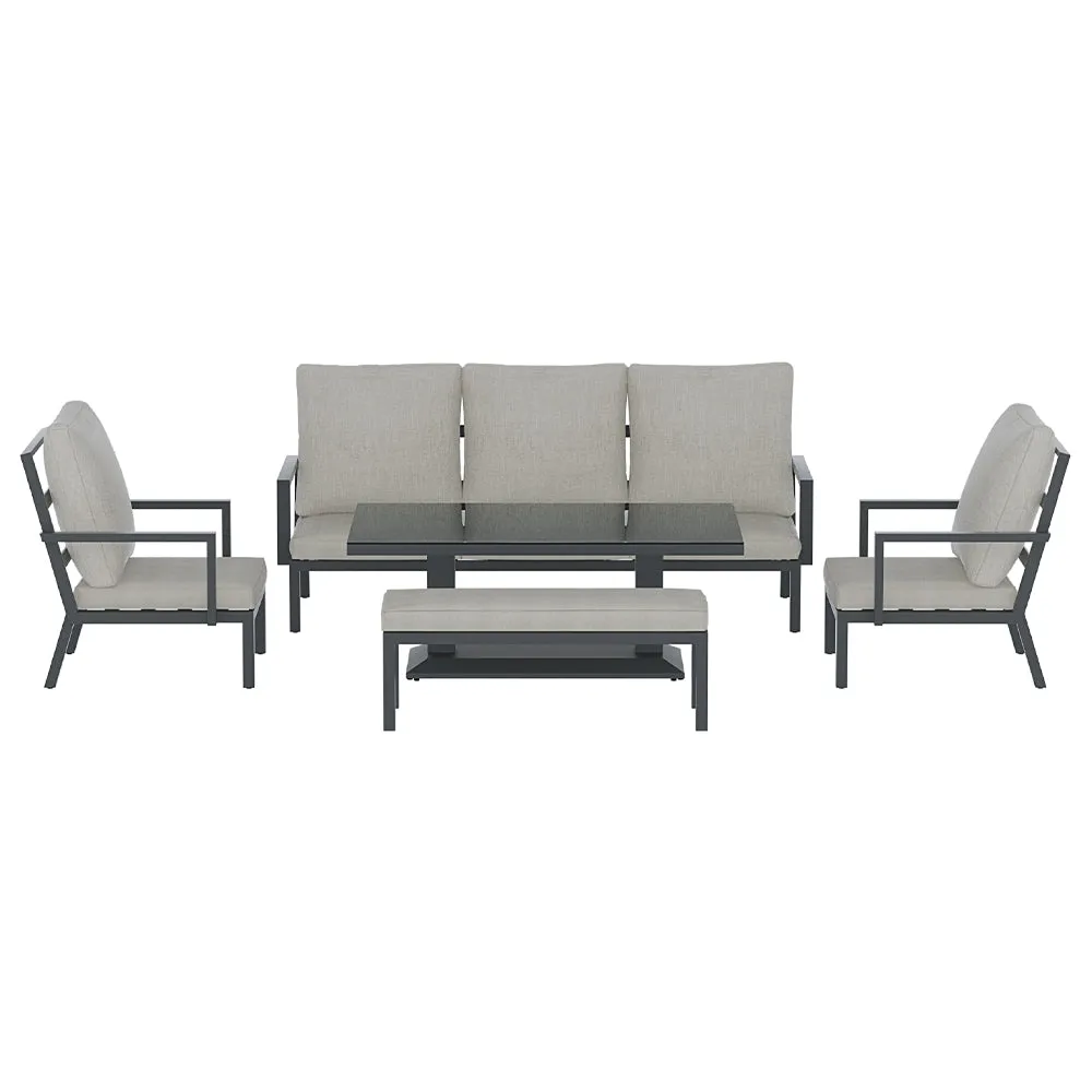 7-Seater Aluminium Outdoor Furniture Set w/ Cushions - Gardeon