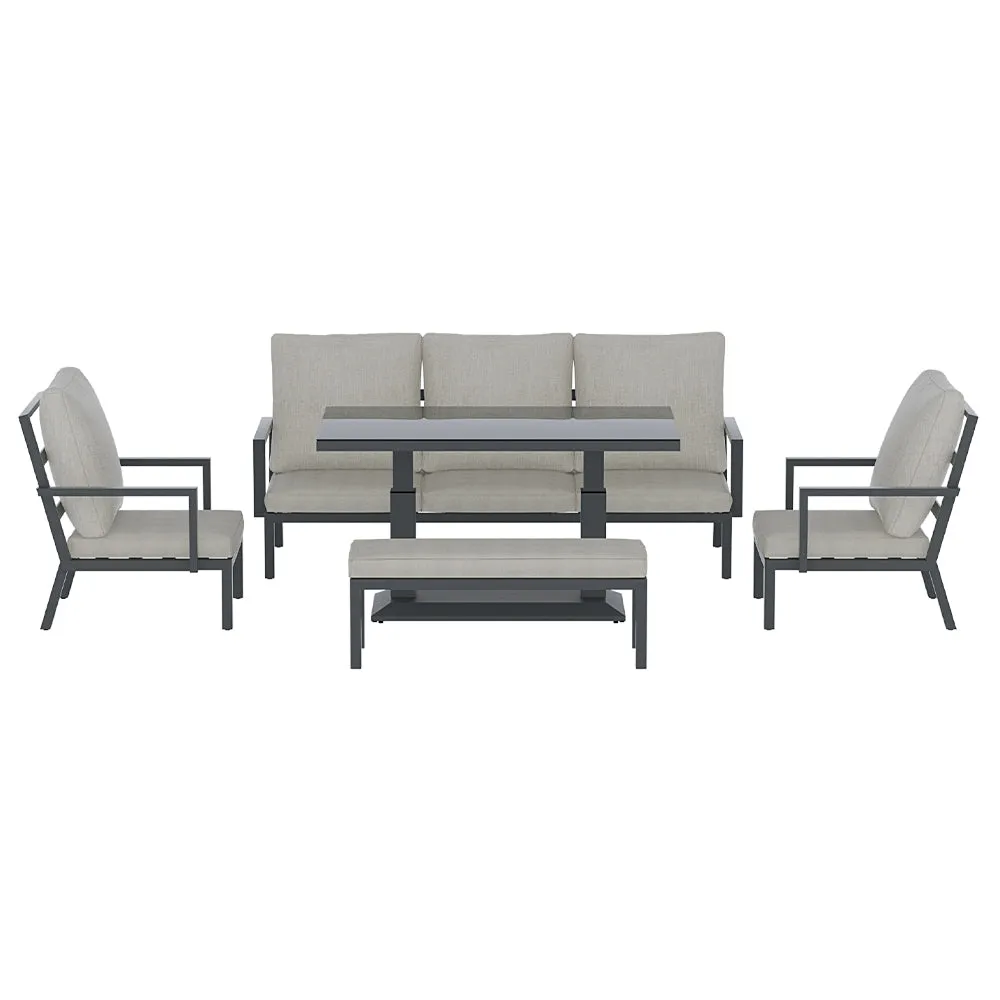 7-Seater Aluminium Outdoor Furniture Set w/ Cushions - Gardeon