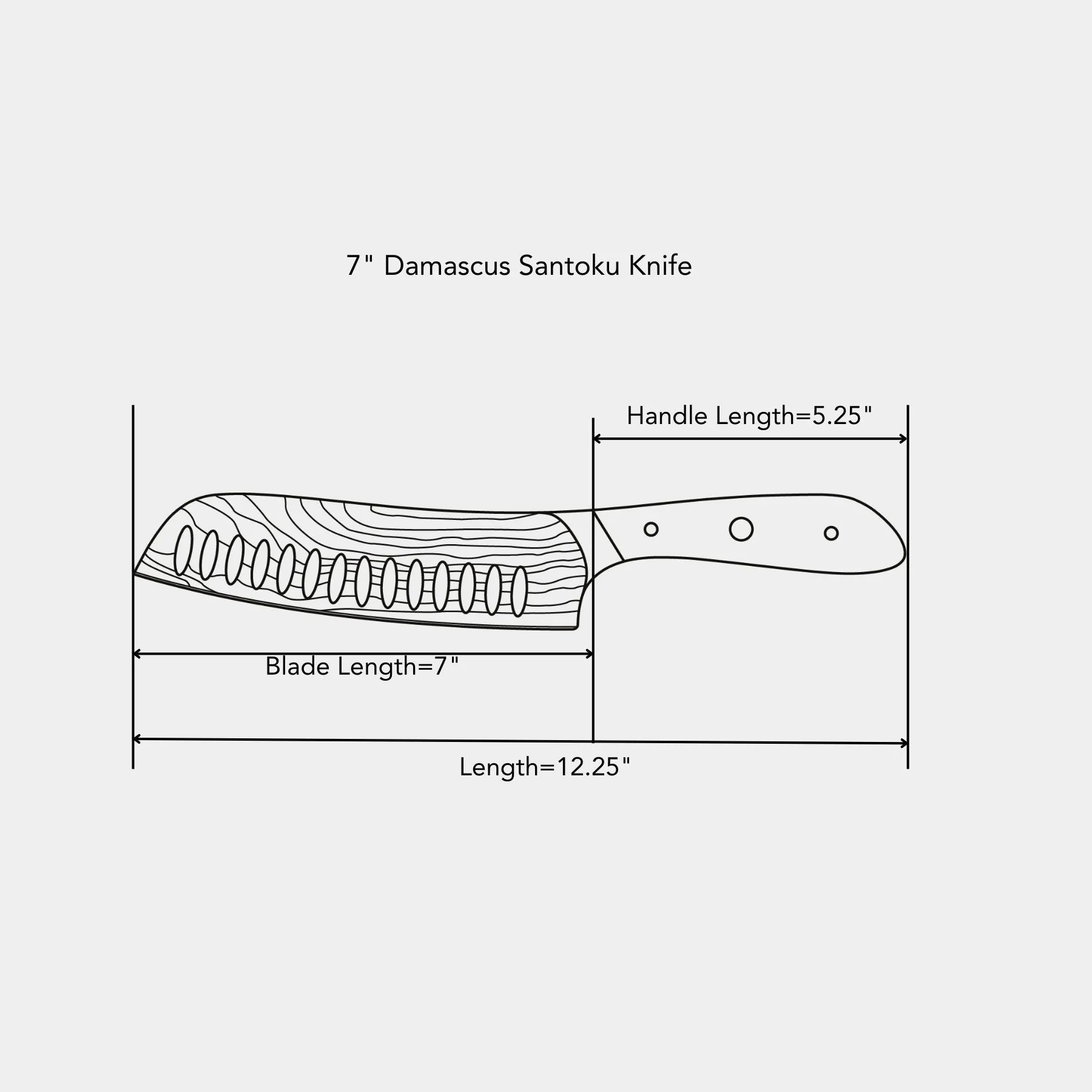 7" Damascus Santoku Knife