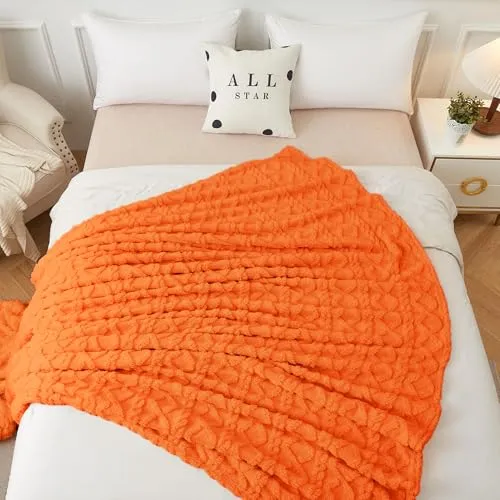 Aganear Fleece Throw Blanket - Cozy Soft Fuzzy Throw Blanket Boho Fall Decor Throw Blankets for Couch, Warm Present for Birthday, Christmas, Halloween, Housewarming(50"x60", Burnt Orange)