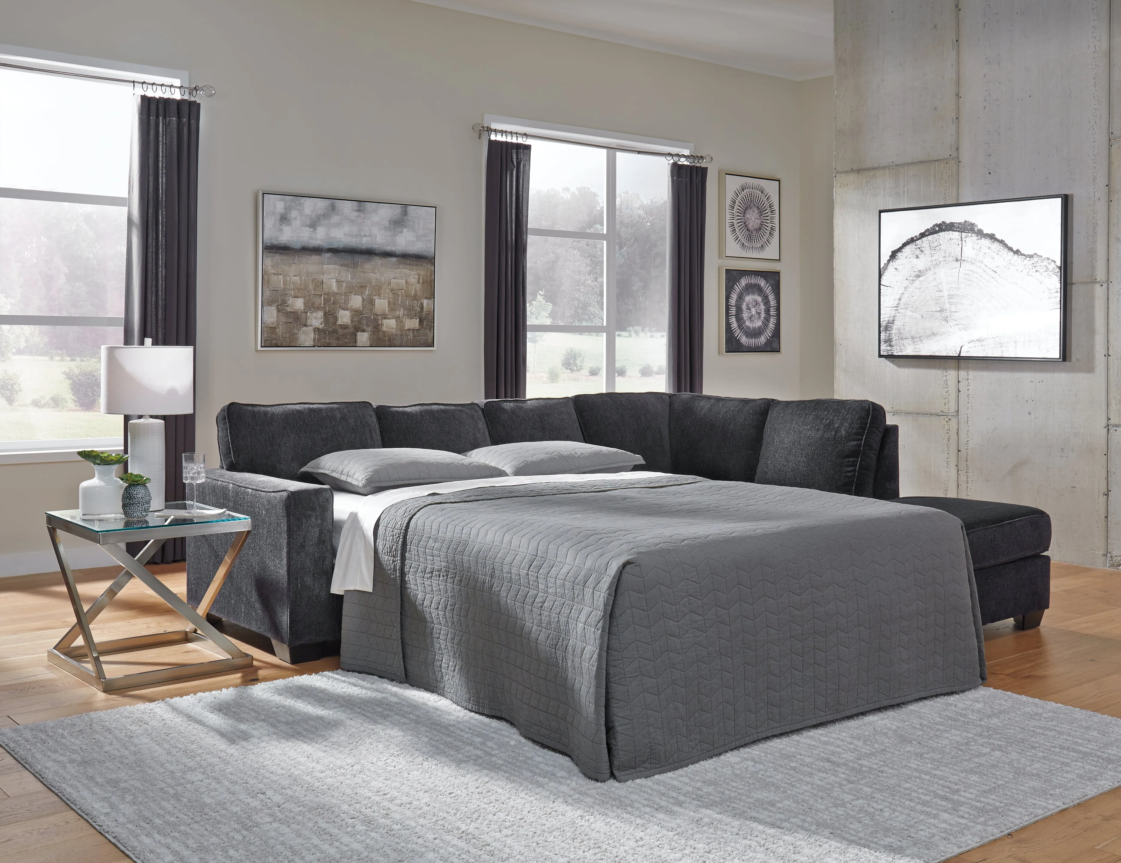 Altari 2-Piece Sleeper Sectional with Ottoman in Slate