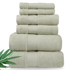 Alusa Home Bamboo Viscose Bath Towels - Ultra Soft & Plush 700 GSM Luxury Bath Towels - Super Absorbent & Quick Drying - 6 Piece Towel Set (Eucalyptus Green)