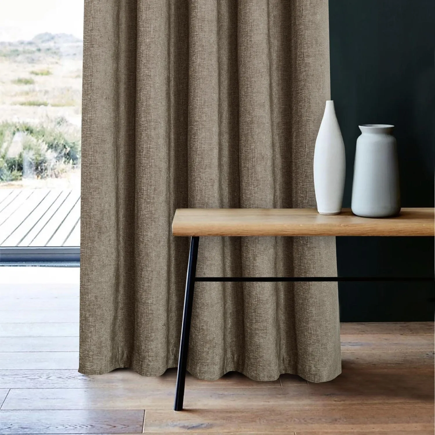 Amberley Earth Chenille Thermal Eyelet Curtains