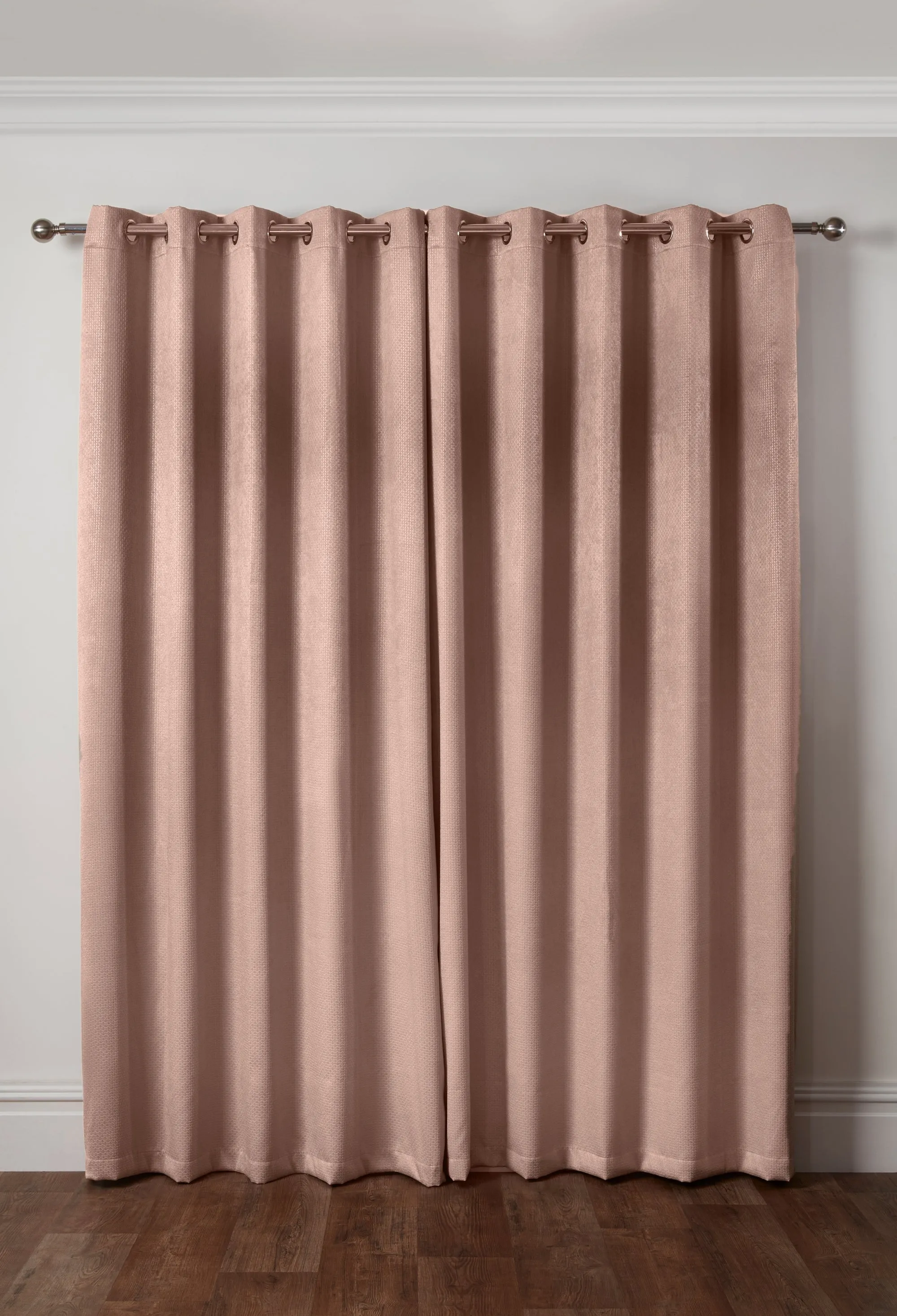 Ambiance Thermal Blackout Eyelet Curtains 3D Embossed Curtains With Reflective Reverse Weave in Blush Pink