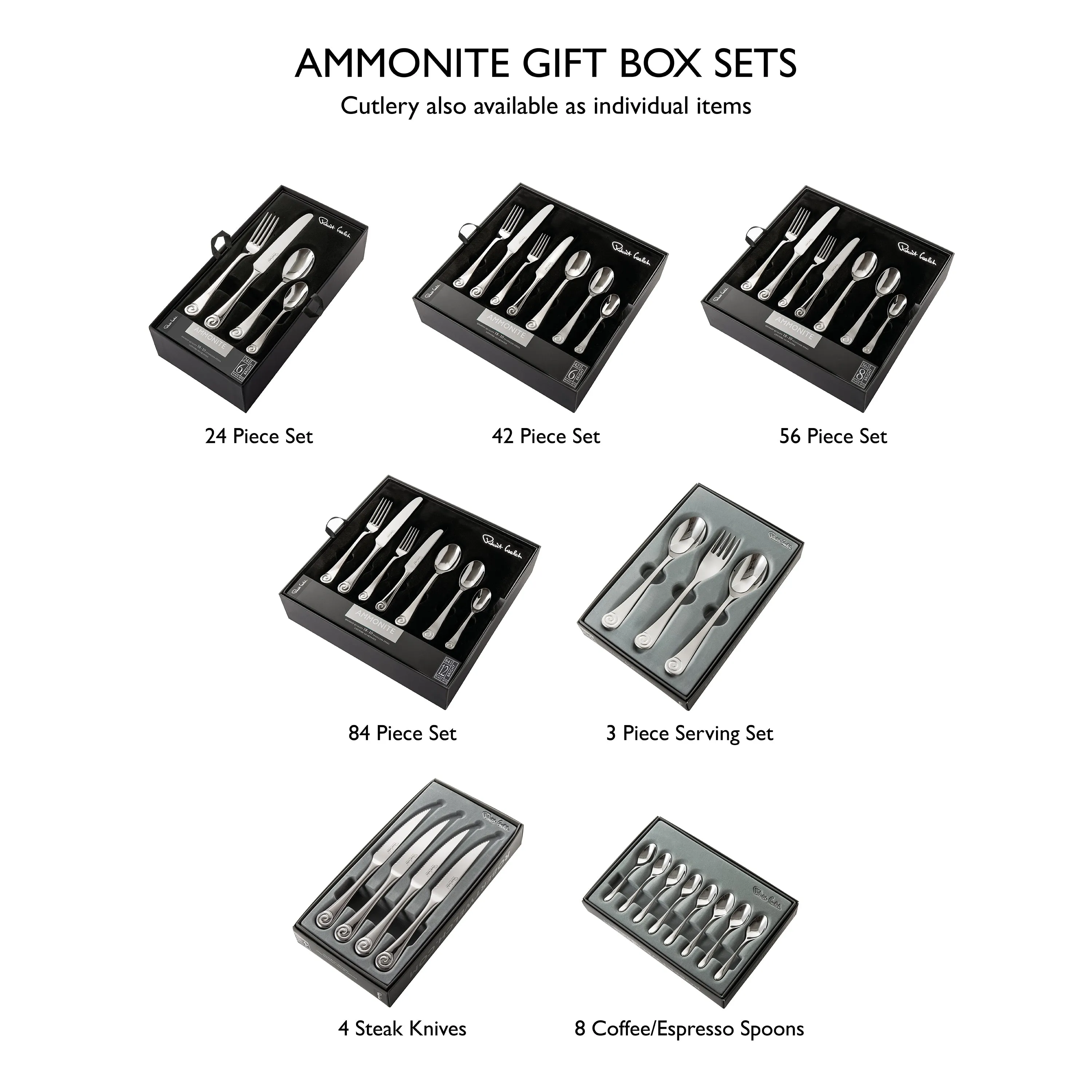 Ammonite Bright Cutlery Sample Set, 3 Piece