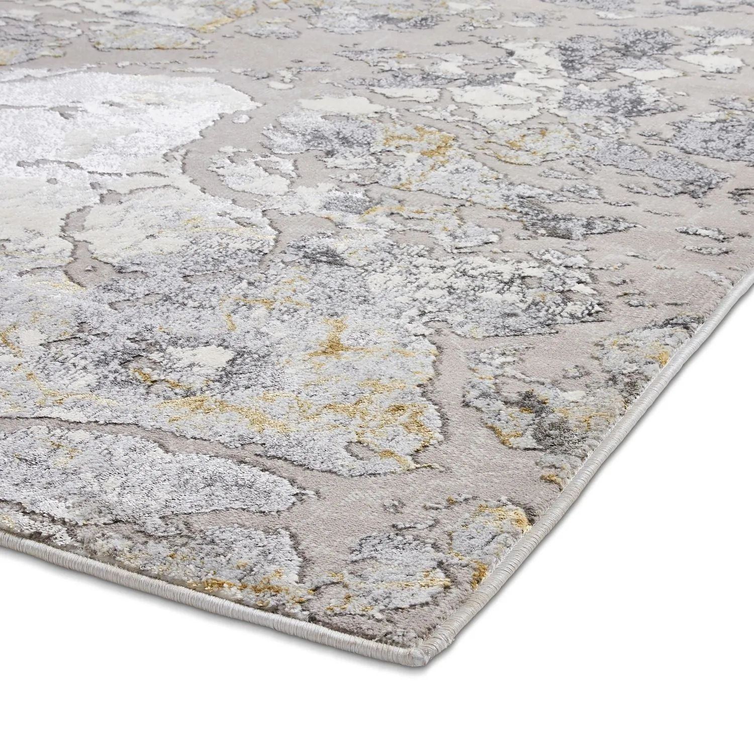 Apollo 2677 Grey and Gold Modern Abstract Rug