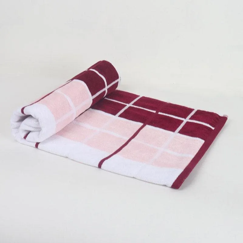 Aqua Checkmate Bath Towel (Pink & Grey) - Set Of Two