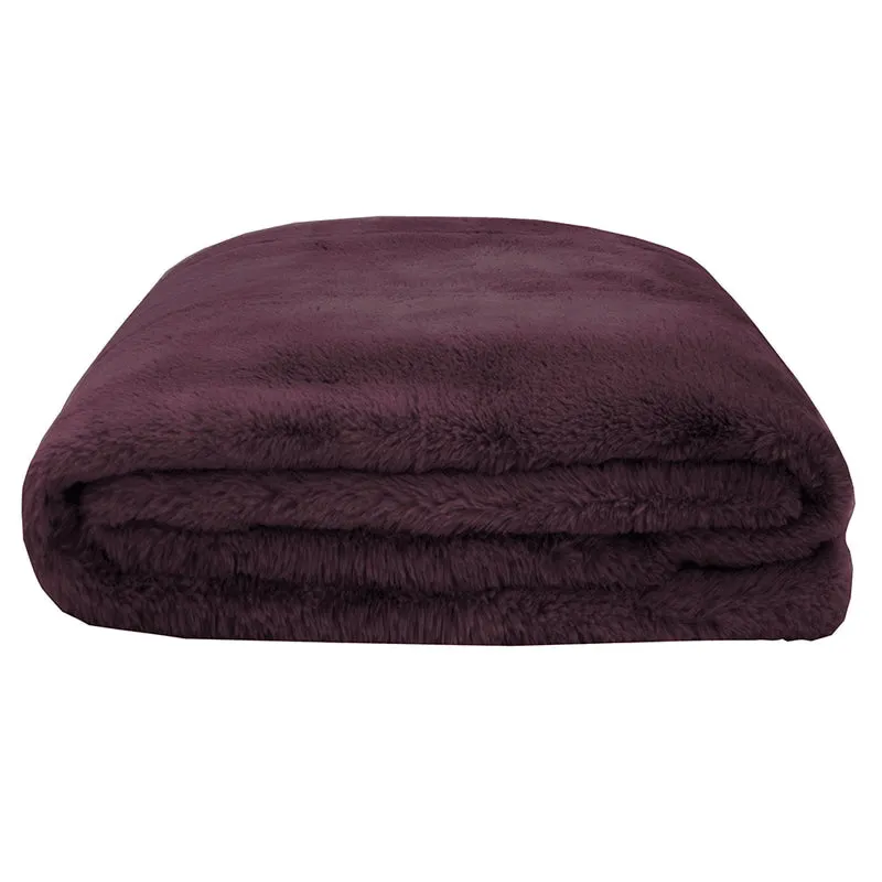 Bambury Frida Faux Fur Plum Throw