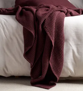 Beetroot Big Waffle 100% Cotton Throw