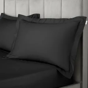 Bianca Black 400TC 100% Cotton Sateen Oxford Pillowcase Pair