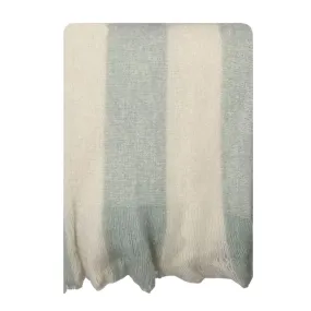 Bliss Wool Mohair Blend Throw: Stripe Blue/Cream - 130x170