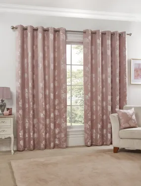 Blossom - Lined Eyelet Jacquard Curtains in Blush Pink