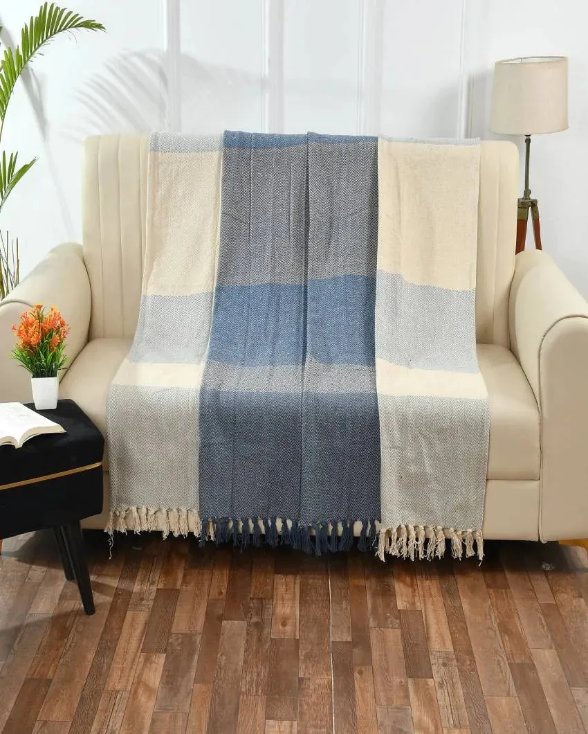 Blue & White Cotton Throw | 90 x 60 inches