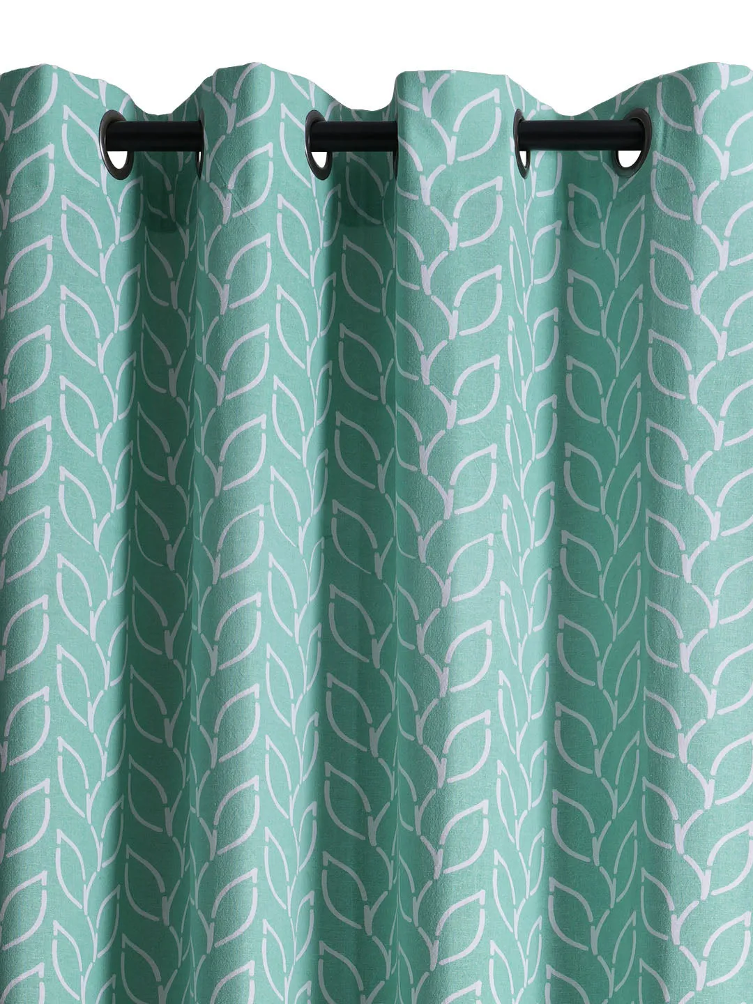 Branchlet Aqua Polyester Cotton Printed Curtain