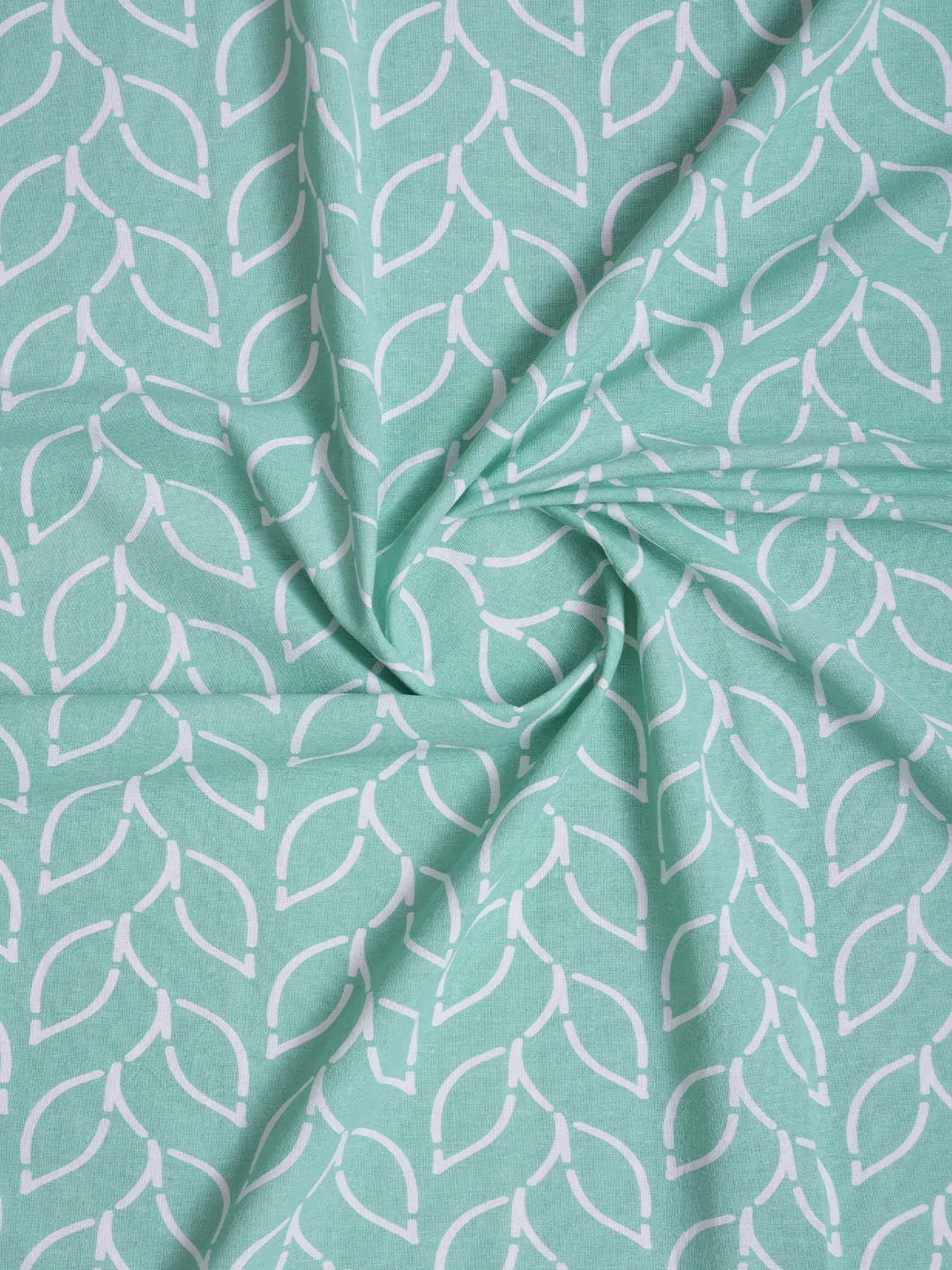 Branchlet Aqua Polyester Cotton Printed Curtain