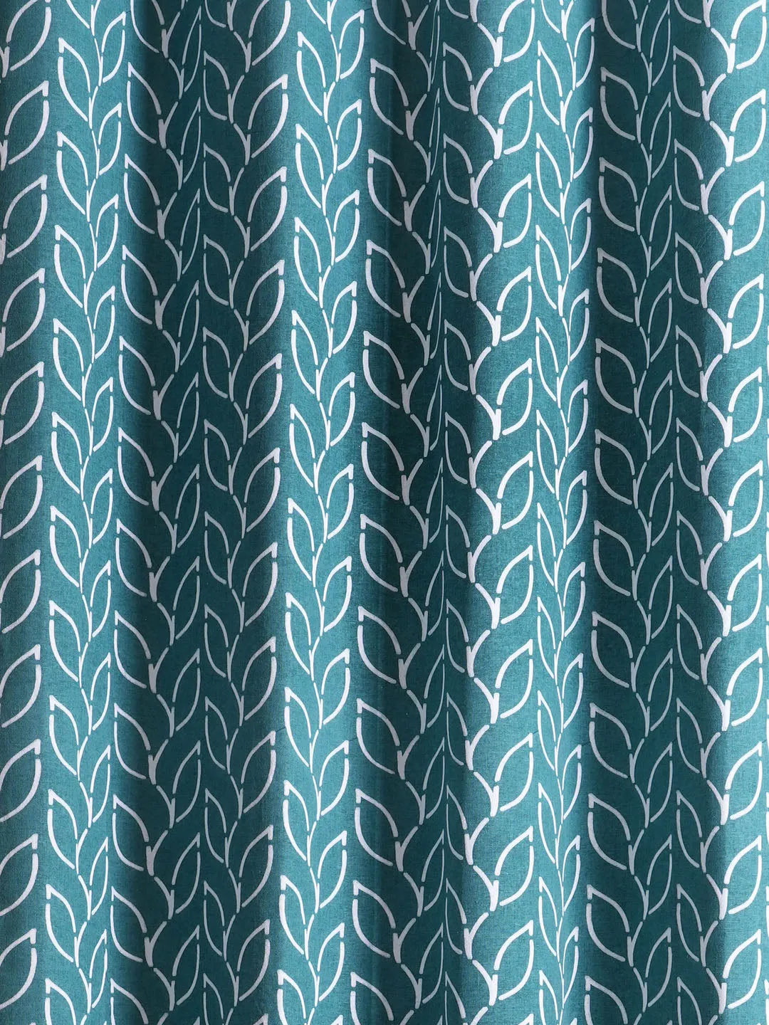 Branchlet Teal Cotton Polyester Printed Curtain