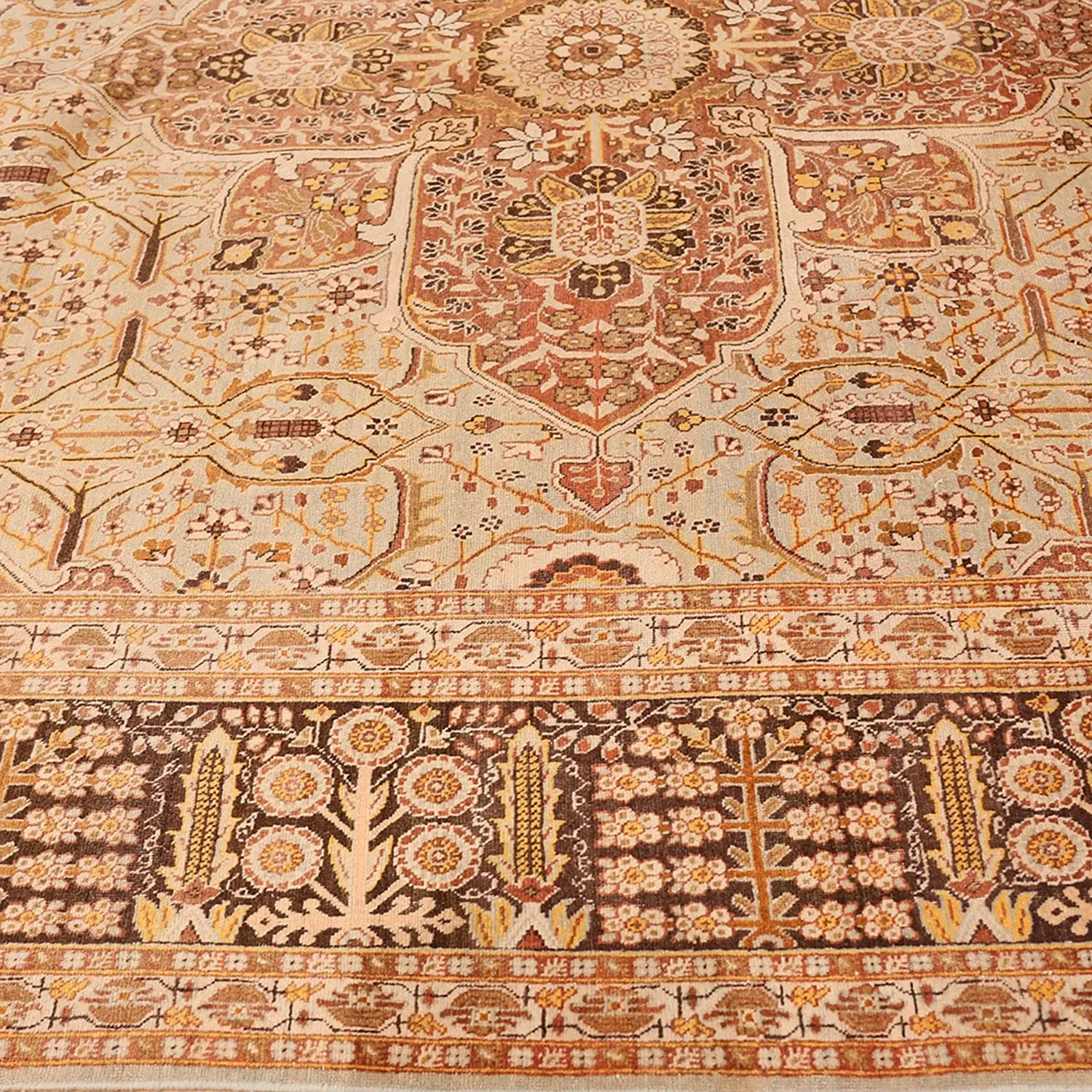 Brown Antique Wool Persian Rug - 9' x 12'4"