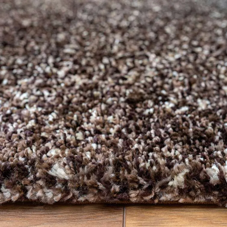 Brown Mottled Shaggy Living Room Rug