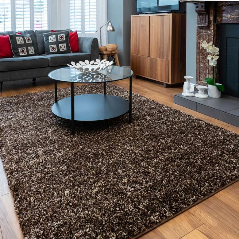 Brown Mottled Shaggy Living Room Rug