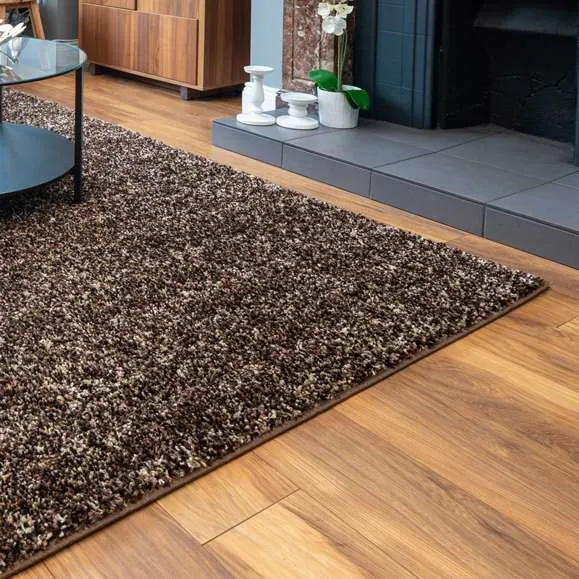 Brown Mottled Shaggy Living Room Rug