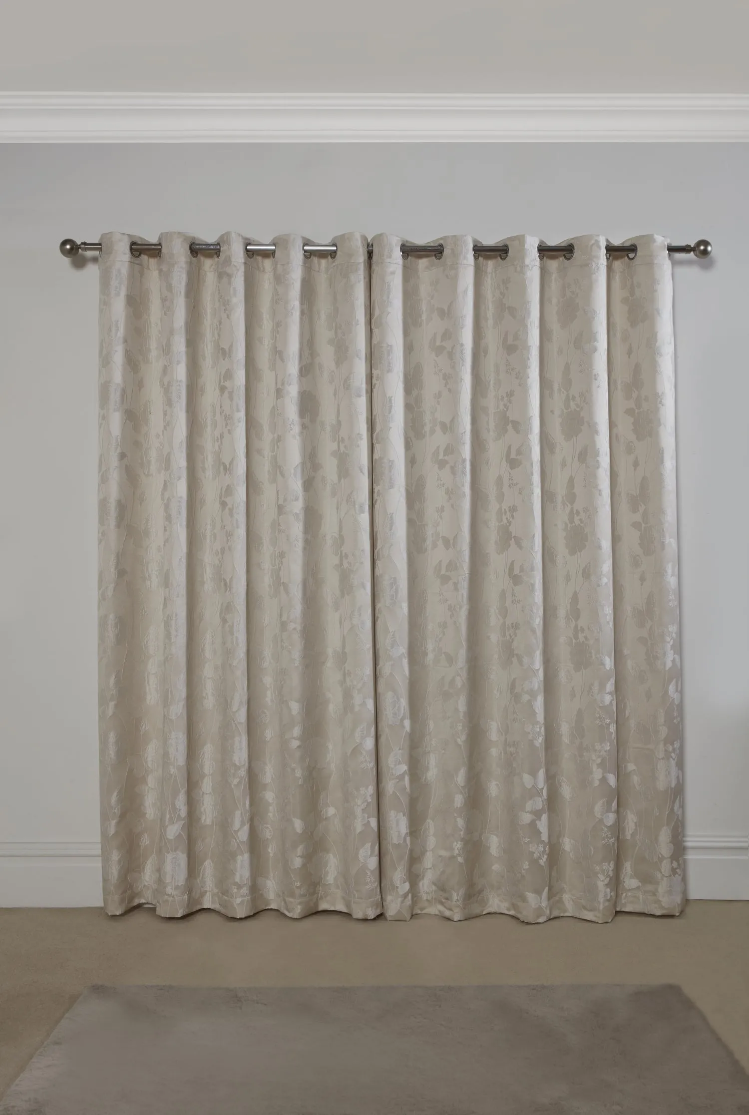 Butterfly Meadow - Lined Eyelet Jacquard Curtains in Cream