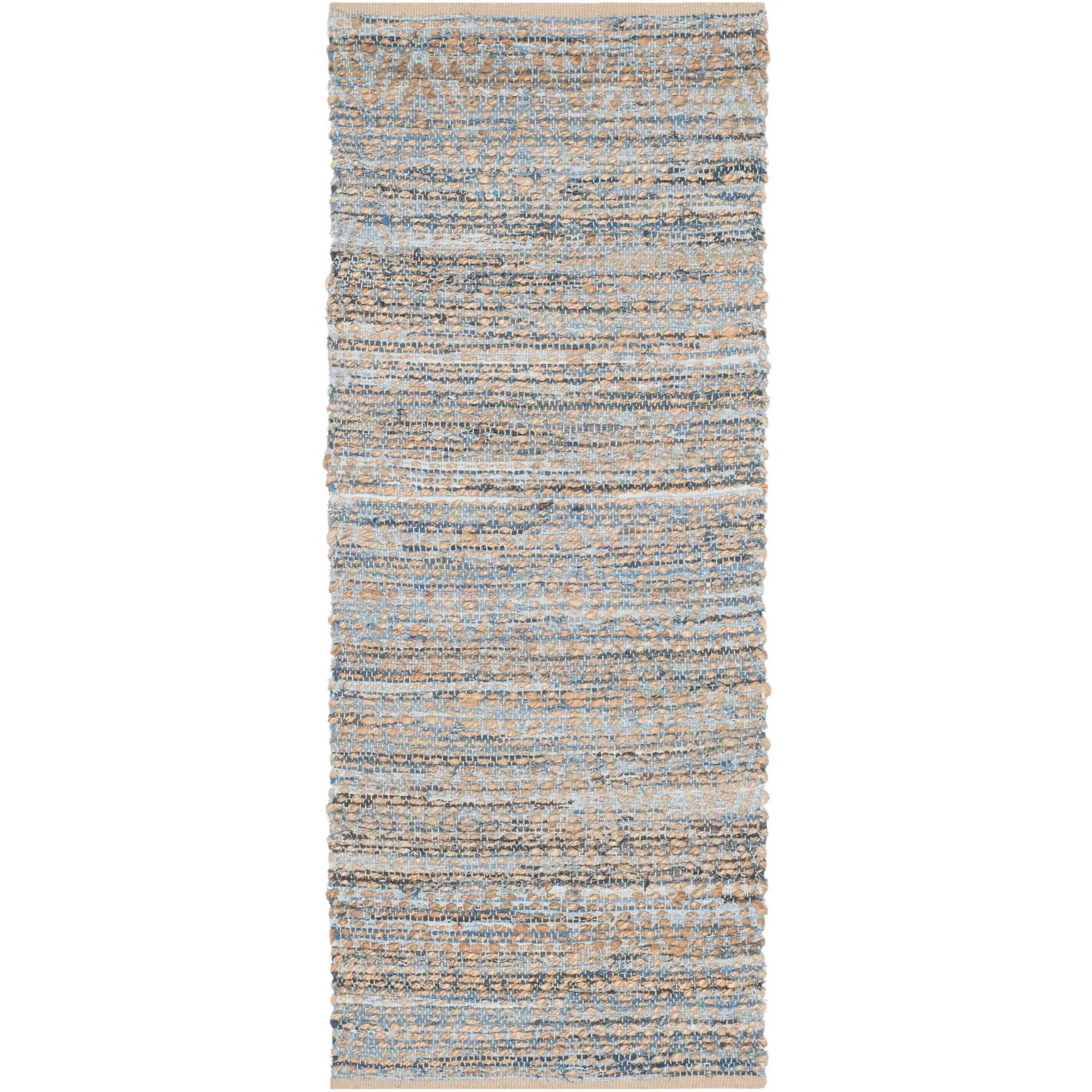 Cape Cod Diamond Natural/Blue Runner Rug