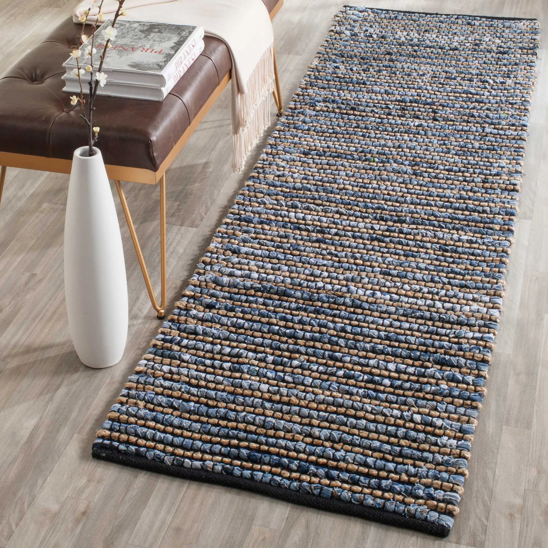 Cape Cod Stripe Blue Runner Rug