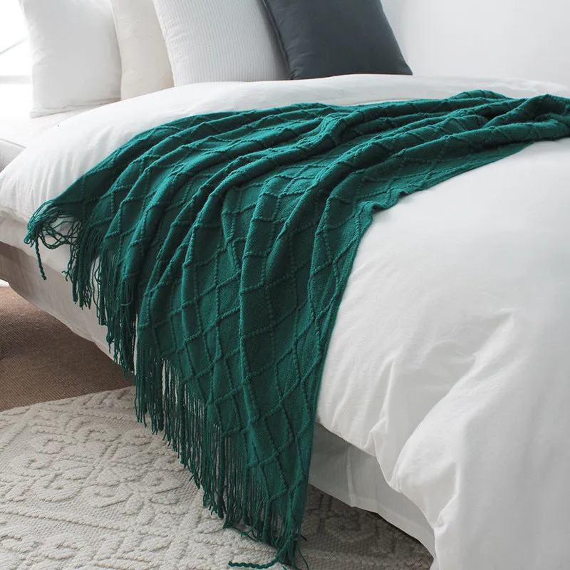 Chevron Soft Throw Blanket with Tassels