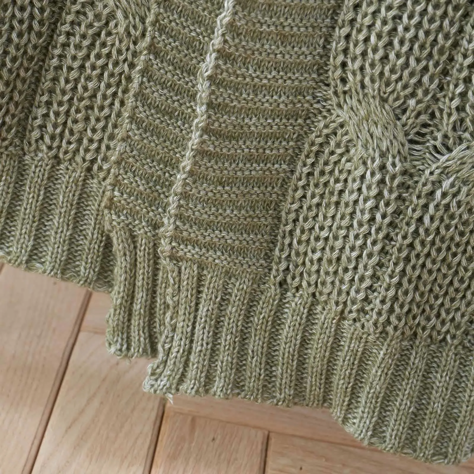 Chunky Marl Knit Throw Olive