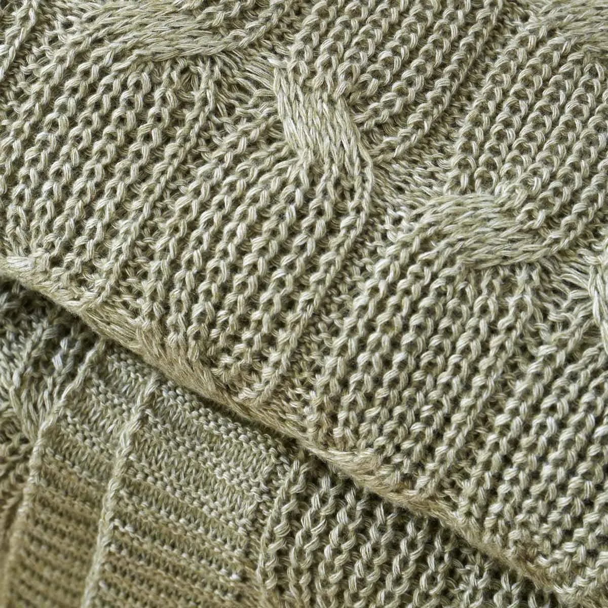 Chunky Marl Knit Throw Olive