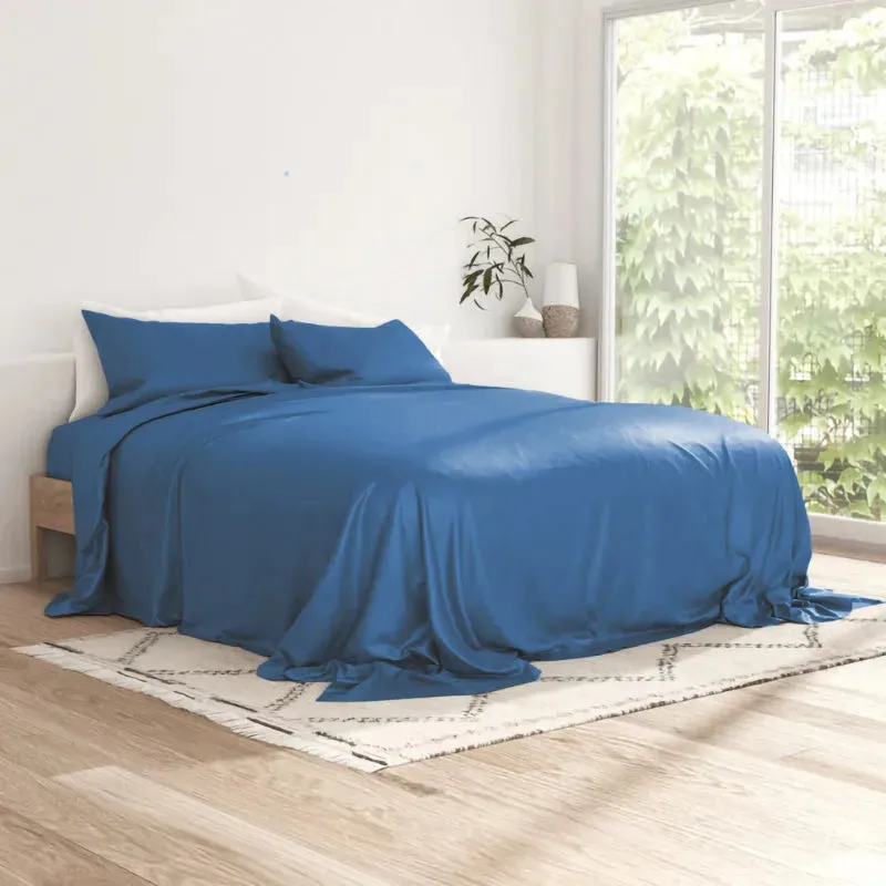 Classic Blue Bamboo Bedding Set With Pillow Covers | Queen Or King Size  | 90 x 101 Inches , 100 x 109 Inches