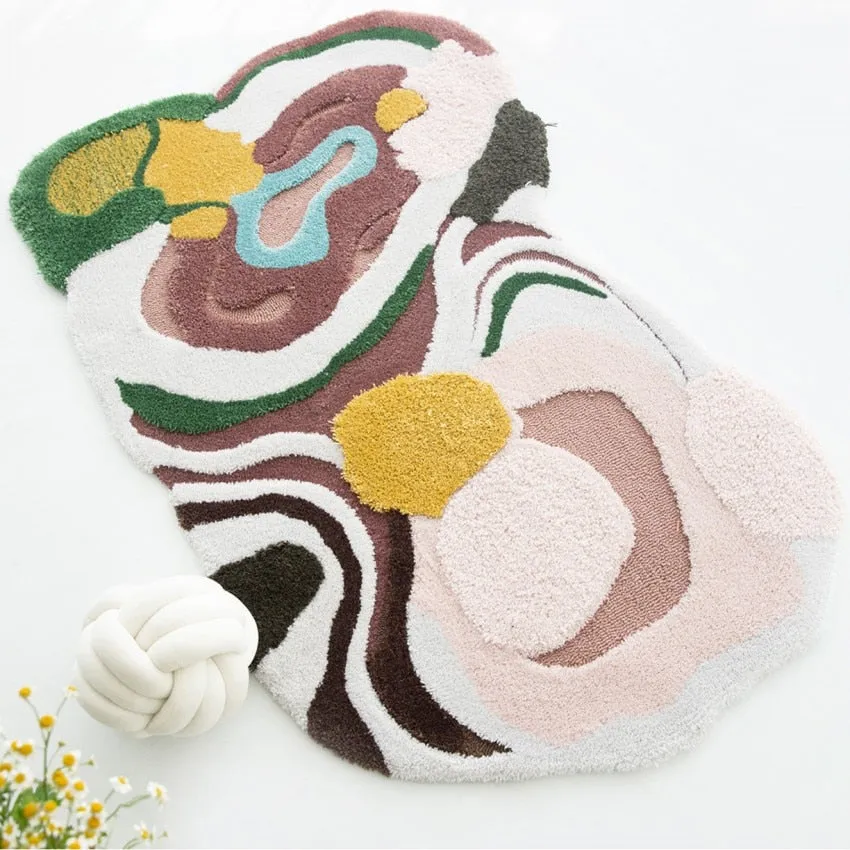 Color Swirls 3D Wool Area Rug